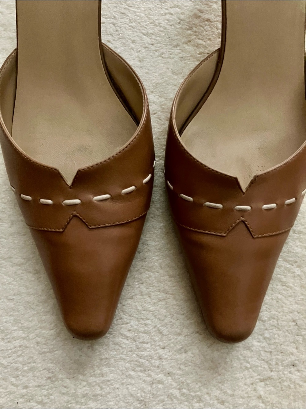 Vintage Anne Klein D’Orsay Kitten Heel Pumps Brown Leather Size 9M - Picture 3 of 8